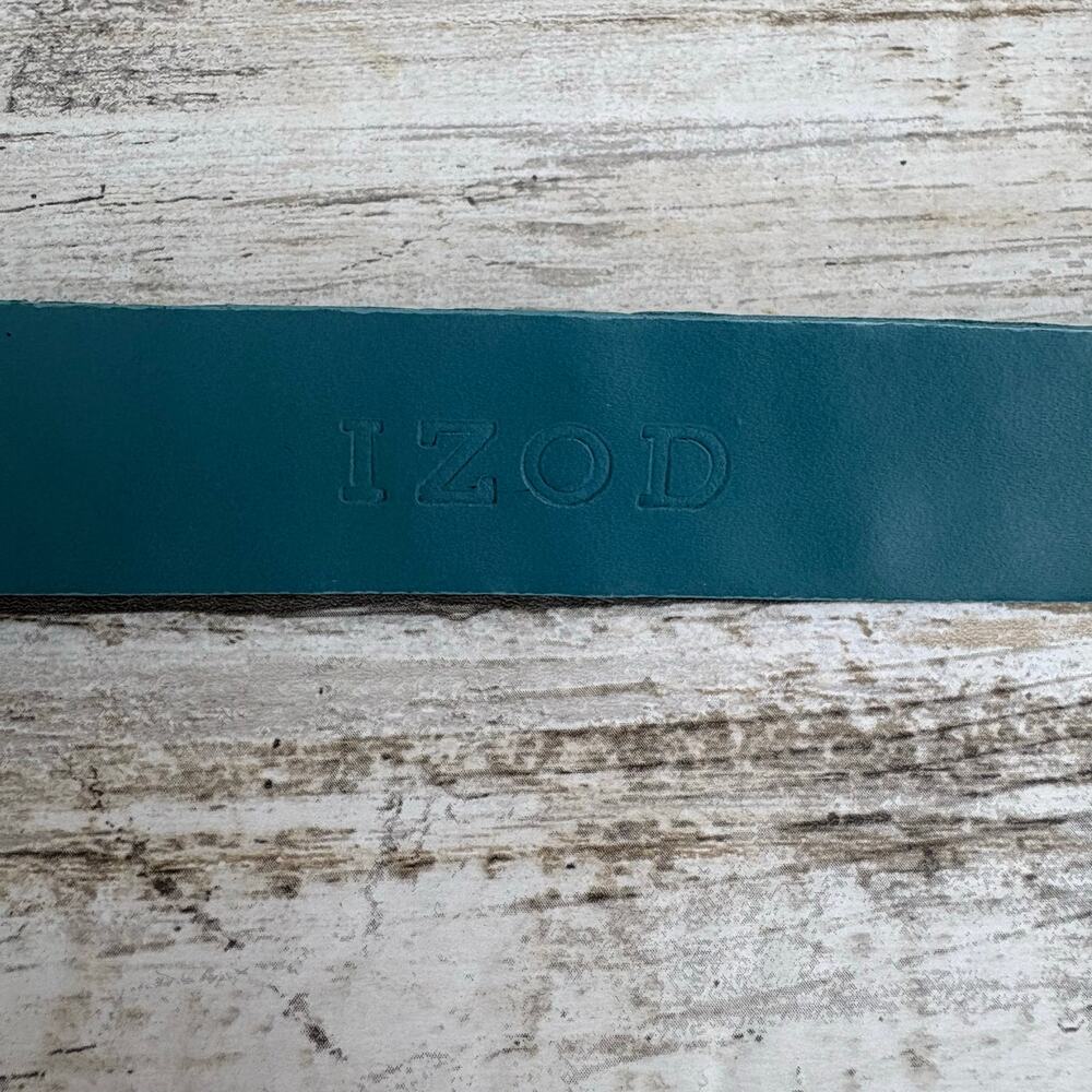 IZOD Leather Belt Sz XL Blue Studded Embossed Western Boho Cowgirl 36” Rodeo Y2K - Picture 12 of 12